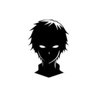 anime hoofd silhouet illustratie met de voorwerp van een koel jong Mens vector