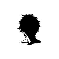 anime hoofd silhouet illustratie met de voorwerp van een koel jong Mens vector