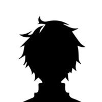 anime hoofd silhouet illustratie met de voorwerp van een koel jong Mens vector