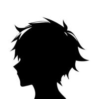 anime hoofd silhouet, Mens anime stijl vector