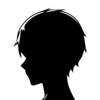 anime hoofd silhouet illustratie met de voorwerp van een koel jong Mens vector