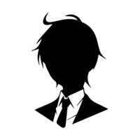 anime hoofd silhouet illustratie met de voorwerp van een koel jong Mens vector