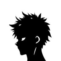 anime hoofd silhouet illustratie met de voorwerp van een koel jong Mens vector