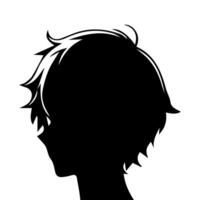 anime hoofd silhouet illustratie met de voorwerp van een koel jong Mens vector