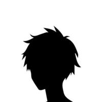 anime hoofd silhouet illustratie met de voorwerp van een koel jong Mens vector