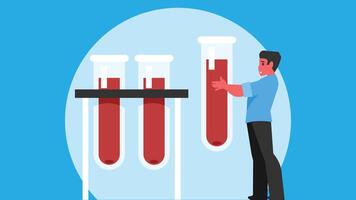 laboratorium onderzoeker houdt een bloed monster buis illustratie vector