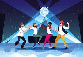 groep mensen dansen in nachtclub, feest, dansclub, muziek en nachtleven vector