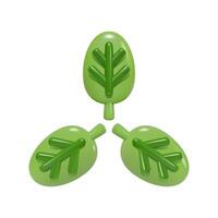 icoon met drie helder groen bladeren. 3d symbool van milieuvriendelijkheid, natuurlijkheid, biologisch producten. illustratie van planten. vector