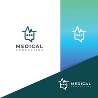 medisch overleg plegen logo ontwerp. dokter babbelen overleg plegen praten logo. vector