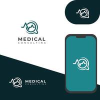 medisch overleg plegen logo ontwerp. dokter babbelen overleg plegen praten logo. vector