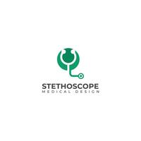 creatief stethoscoop medisch logo Gezondheid controle hulpmiddel. vector