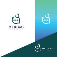 medisch overleg plegen logo ontwerp. dokter babbelen overleg plegen praten logo. vector
