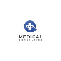 medisch overleg plegen logo ontwerp. dokter babbelen overleg plegen praten logo. vector