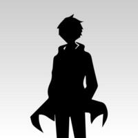 illustratie van jongen profiel anime stijl, zwart silhouet geïsoleerd Aan wit achtergrond vector