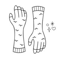 een paar- van handschoenen. tekening schets zwart en wit illustratie. vector