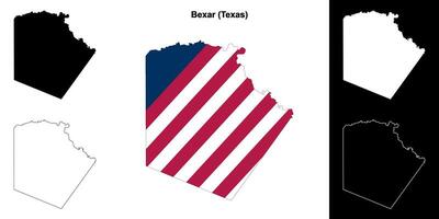bexar district, Texas schets kaart reeks vector