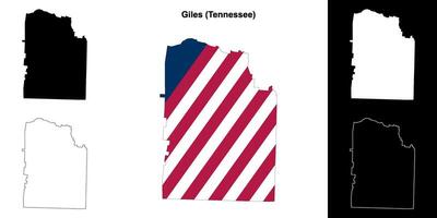 giles district, Tennessee schets kaart reeks vector