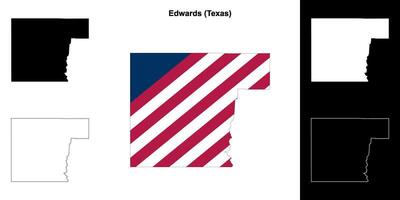 edwards district, Texas schets kaart reeks vector