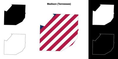 Madison district, Tennessee schets kaart reeks vector