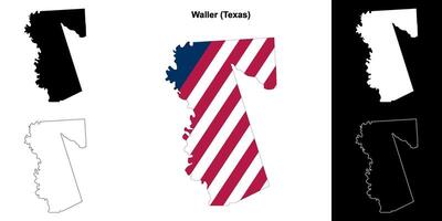 Waller district, Texas schets kaart reeks vector