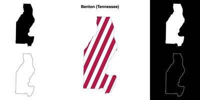 gebogen over district, Tennessee schets kaart reeks vector