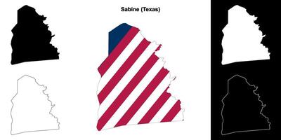 sabine district, Texas schets kaart reeks vector