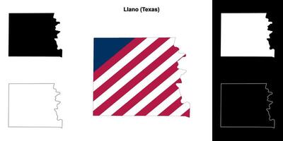 llano district, Texas schets kaart reeks vector