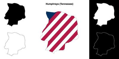 humphreys district, Tennessee schets kaart reeks vector