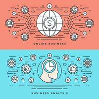 vlak lijn online bedrijf analyse concept illustratie. modern dun lineair beroerte pictogrammen. vector