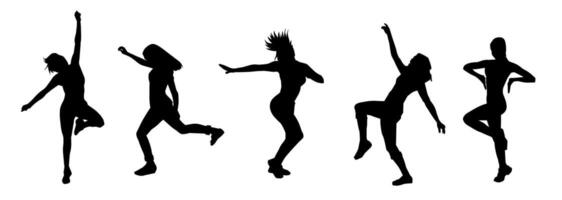 silhouet verzameling van slank vrouw dansers in actie houding vector