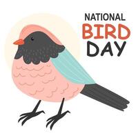 een schattig vogel Aan een wit achtergrond. nationaal vogel dag. vlak. hand- tekening stijl. vector