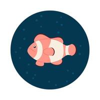 clown vis zwemmen. dier wereld van oceaan. vlak tekenfilm stijl. vector