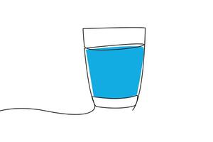 glas van water. doorlopend lijn tekening van glas van water. vector