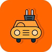 elektrisch auto gevulde oranje achtergrond icoon vector