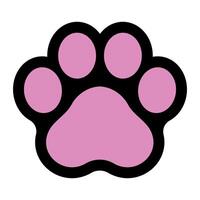 zwart en roze kat poot icoon, logo, sticker illustratie vector