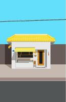 klein winkel met geel dak top Aan een trottoir met blauw lucht vector