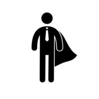 superheld bedrijf pictogram Mens icoon set. superheld zakenman vliegend stok figuur. zege arbeider, werkgever pictogram persoon vector