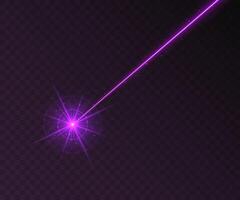 Purper laser straal licht effect geïsoleerd Aan donker achtergrond. vector