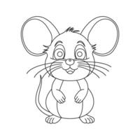 geïsoleerd schattig tekenfilm muis. kleurloos zwart en wit contour kleuren. vector