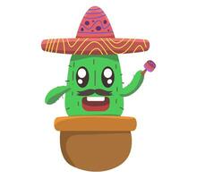 grafisch illustratie van cactus met sombrero hoed en pijp, perfect voor zuidwestelijk thema ontwerpen, Mexicaans feest uitnodigingen, of eigenzinnig woestijn illustraties. Super goed voor Adobe ontwerpen. vector