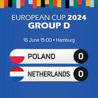 Polen vs Nederland Europese Amerikaans voetbal kampioenschap groep d bij elkaar passen scorebord banier euro Duitsland 2024 vector