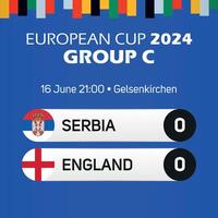 Servië vs Engeland Europese Amerikaans voetbal kampioenschap groep c bij elkaar passen scorebord banier euro Duitsland 2024 vector