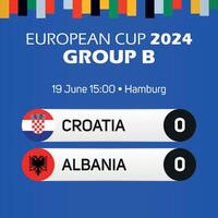 Kroatië vs Albanië Europese Amerikaans voetbal kampioenschap groep b bij elkaar passen scorebord banier euro Duitsland 2024 vector