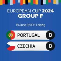 Portugal vs Tsjechië Europese Amerikaans voetbal kampioenschap groep f bij elkaar passen scorebord banier euro Duitsland 2024 vector