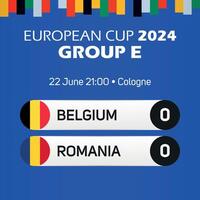 belgie vs Roemenië Europese Amerikaans voetbal kampioenschap groep e bij elkaar passen scorebord banier euro Duitsland 2024 vector