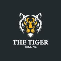 een tijger logo sjabloon, tijger gezicht in stoutmoedig kleuren en sterk lijnen vector