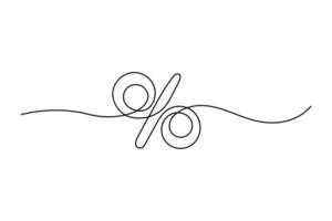 doorlopend een lijn tekening van procent teken Aan wit achtergrond, minimalistische schets illustratie van een dun zwart en wit lijn, achtergrond vector
