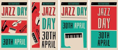 hand- getrokken Internationale jazz- dag illustratie verhalen sociaal media vector