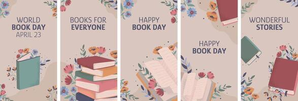 hand- getrokken verhalen sociaal media verzameling voor wereld boek dag viering vector