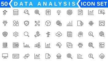 gegevens analyse verwant lijn pictogrammen. bevat zo pictogrammen net zo groot gegevens, verwerken, prestatie en meer vector